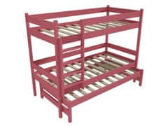 eoshop Patrová postel s výsuvnou přistýlkou JOHANA "PPV 013" (Barva dřeva: barva růžová, Prostor mezi lůžky: 80 cm, Rozměr: 90 x 200 cm)