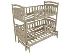 eoshop Patrová postel s výsuvnou přistýlkou RADEK se zábranou "PPV 014" (Barva dřeva: surové dřevo, Prostor mezi lůžky: 80 cm, Rozměr: 90 x 200 cm)