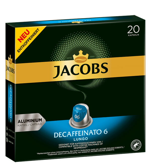Levně Jacobs Decaffeinato intenzita 6, 20 ks kapslí, kompatibilní s kávovary Nespresso