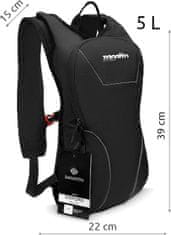 Běžecký batoh na kolo malý pohodlný sportovní batoh, dámský batoh pánský batoh černý, nastavitelné popruhy, na zip, objem 5 litrů, 39x22x15 / ZG90