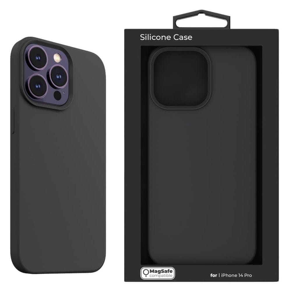 Levně Next One MagSafe Silicone Case for iPhone 14 Pro - Black, IPH-14PRO-MAGCASE-BLACK
