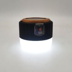 Bezdoteku LED solární kempingové světlo s USB černé, iPRO, 3 W, neutrální bílá