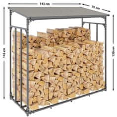 Sortland Stojan na palivové dřevo Ruston - hliníkový | 145x143x70 cm