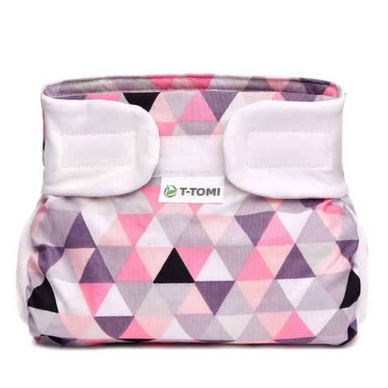 T-Tomi Ortopedické abdukční kalhotky - suchý zip, pink triangles (3-6kg)