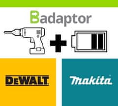 Badaptor AKU adaptér nářadí DEWALT 18V na aku baterii MAKITA 18V 
