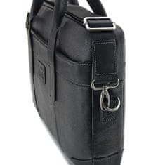 VALMIO Pánská Černá kožená taška na notebook Carlsbad