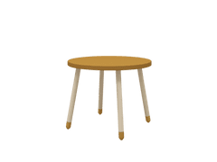 Flexa Dřevěný kulatý stůl pro děti hořčicový Dots