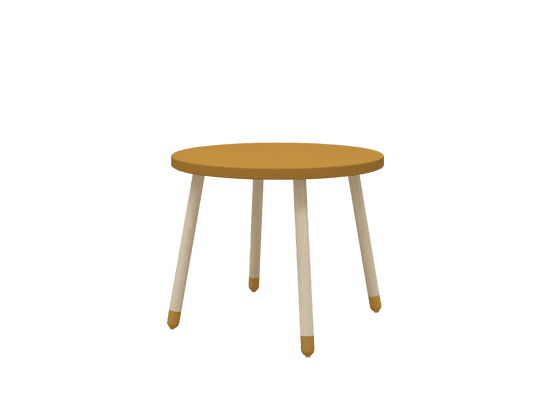 Flexa Flexa Dřevěný kulatý stůl pro děti hořčicový Dots