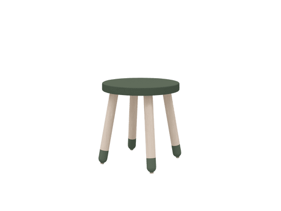 Flexa Flexa Dřevěná stolička bez opěradla pro děti tmavozelená Dots