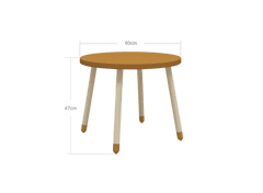 Flexa Flexa Dřevěný kulatý stůl pro děti hořčicový Dots
