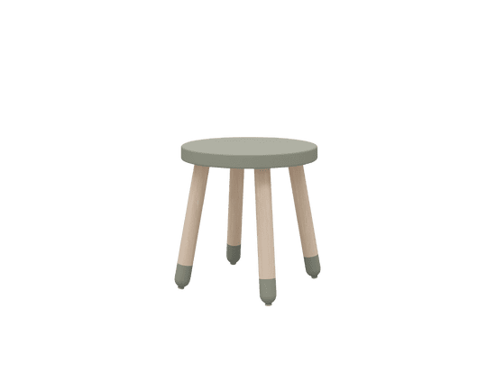 Flexa Flexa Dřevěná stolička bez opěradla pro děti šedozelená Dots