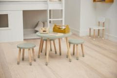Flexa Dřevěný kulatý stůl pro děti šedozelený Dots