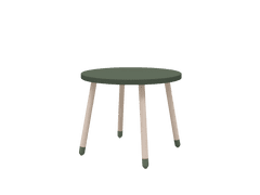 Flexa Dřevěný kulatý stůl pro děti tmavozelený Dots