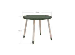 Flexa Dřevěný kulatý stůl pro děti tmavozelený Dots
