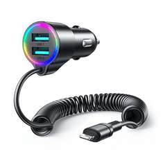 shumee Rychlá nabíječka do auta 3v1 s Lightning kabelem pro iPhone 1,5m 17W černá