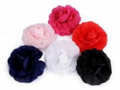 Kraftika 1ks černá brož / ozdoba růže 10cm, textilní brože, bižuterie