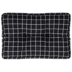Greatstore Poduška na palety černá károvaná 50 x 40 x 12 cm textil
