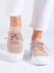 Amiatex Exkluzívní dámské tenisky růžové bez podpatku + Ponožky Gatta Calzino Strech, odstíny růžové, 37
