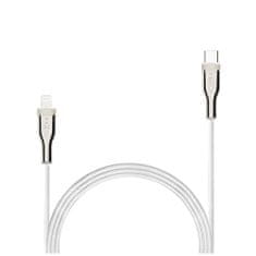 FIXED Nabíjecí a datový opletený kabel FIXED s konektory USB-C/Lightning a podporou PD, 1.2 m, MFI, bílý