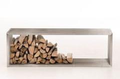 Sortland Stojan na dřevo ke krbu Irving - nerezová ocel | 150x50x40 cm