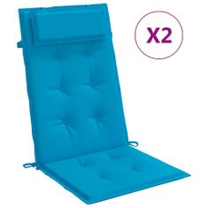 Vidaxl Podušky na židli vysoké opěradlo 2 ks světle modré látka oxford