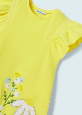 MAYORAL žluté šaty s volánky a aplikací Velikost: 5/110