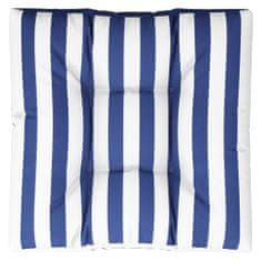 Vidaxl Poduška na palety modré a bílé pruhy 70 x 70 x 12 cm textil