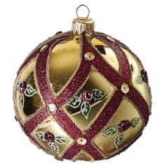Decor By Glassor Vánoční koule zlatá rudý dekor (Velikost: 10)