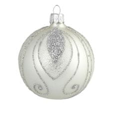 Decor By Glassor Vánoční baňka stříbrná dekor (Velikost: 6)