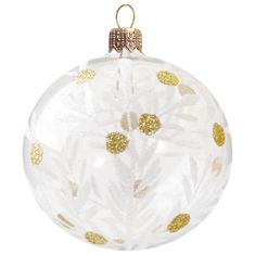 Decor By Glassor Vánoční baňka průhledná se zlatými tečkami (Velikost: 8)