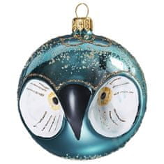 Decor By Glassor Vánoční koule sova tyrkysová