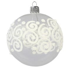 Decor By Glassor Vánoční koule průhledná bílý dekor (Velikost: 10)