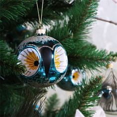 Decor By Glassor Vánoční koule sova tyrkysová