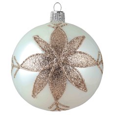 Decor By Glassor Vánoční koule perleťová s květinou