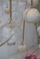 Decor By Glassor Skleněná koule krémová květy (Velikost: 8)