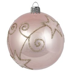 Decor By Glassor Vánoční koule růžová hvězda