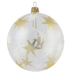 Decor By Glassor Skleněná vánoční koule čirá hvězdy (Velikost: 10)
