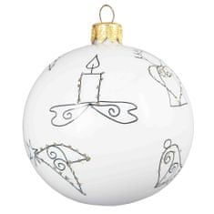 Decor By Glassor Vánoční koule bílá obrázky (Velikost: 6)