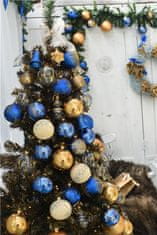 Decor By Glassor Vánoční koule modrá zlatý dekor