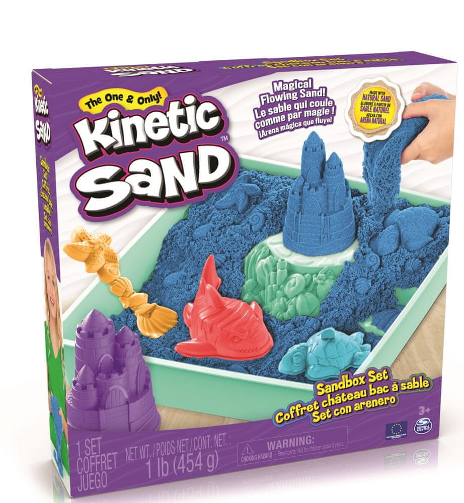 Levně Kinetic Sand Krabice tekutého písku s podložkou modrá