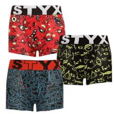 Styx 3PACK dětské boxerky art sportovní guma vícebarevné (3GJ12612) - velikost 6-8 let
