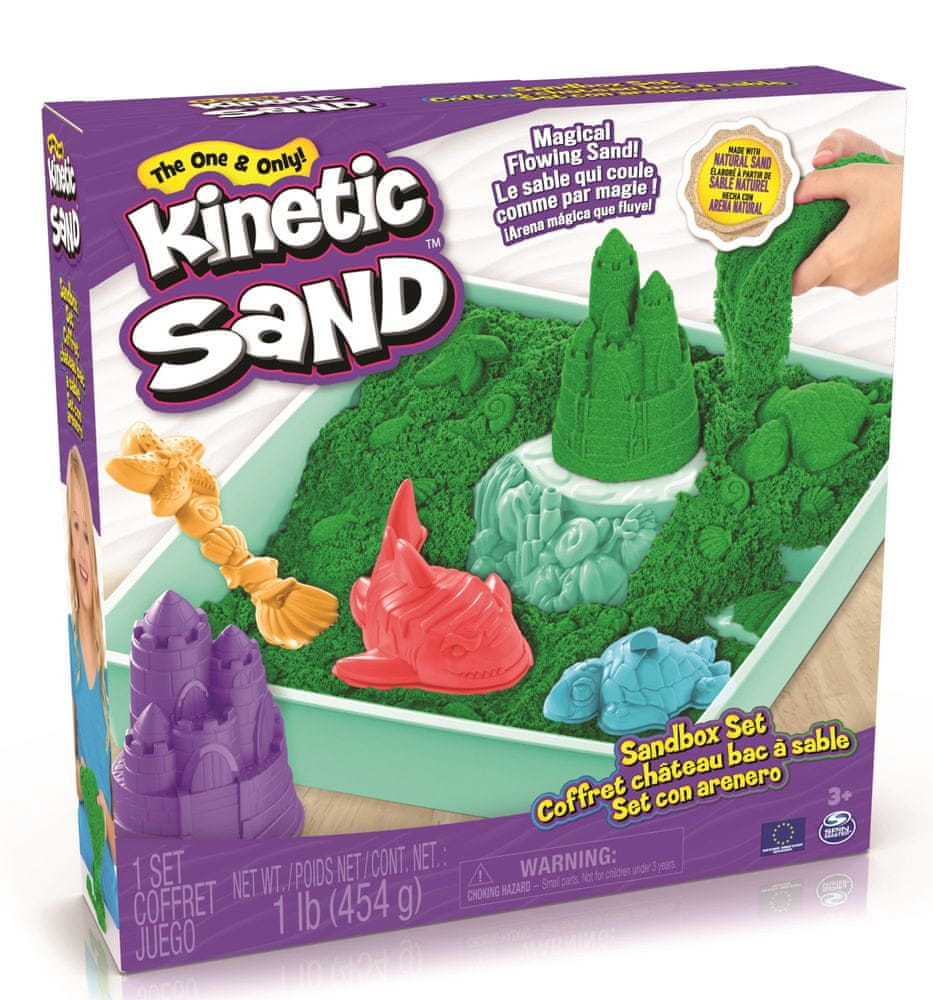 Kinetic Sand Krabice tekutého písku s podložkou zelená