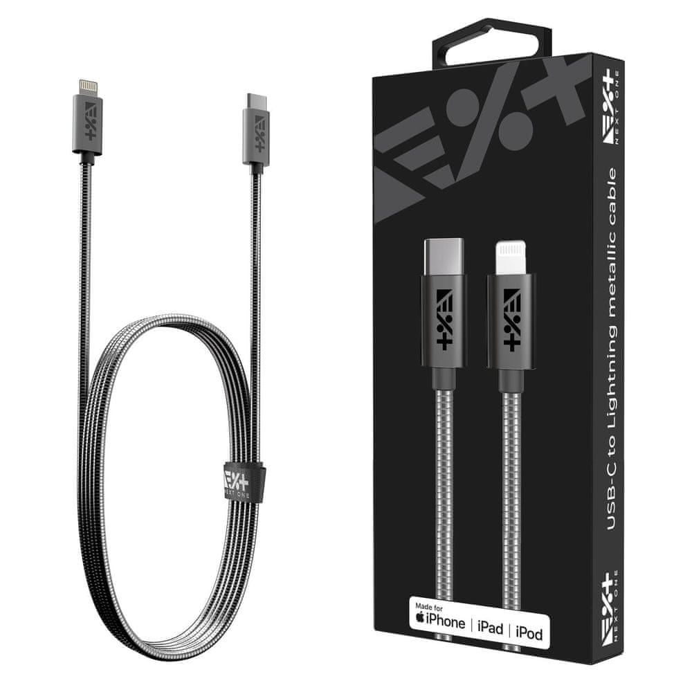 Levně Next One USB-C to Lightning Metallic Cable 1.2m - Space Gray, LGHT-USBC-MET-SG