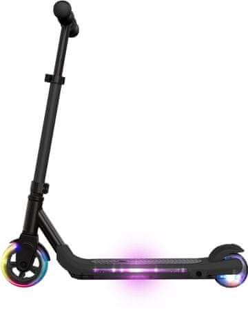 Gyerek elektromos robogó Sencor Scooter K5, fekete ultra könnyű motor 60W erős akkumulátor hatótávolság 8km lábfék lábfék lábfék lábgáz könnyen használható elektromos robogó gyerekeknek a kicsiknek csúszásmentes könnyű elektromos robogó színes LED háttérvilágítás hátsó fék vidám robogó