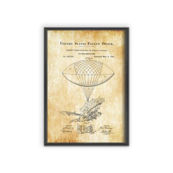 Vintage Posteria Dekorativní plakát Balón létající pták
