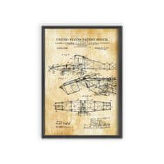 Vintage Posteria Dekorativní plakát Patent Alexander Bell Létající stroj A4 - 21x29,7 cm