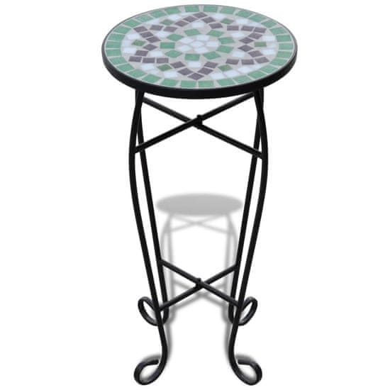 Vidaxl Mozaikový stolek na květiny zelený a bílý