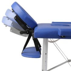 Vidaxl Modrý skládací masážní stůl se 3 zónami a hliníkový rám