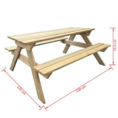 Vidaxl Piknikový stůl 150 x 135 x 71,5 cm dřevo