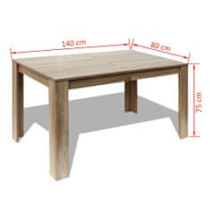 Vidaxl Jídelní stůl 140x80x75 cm dub